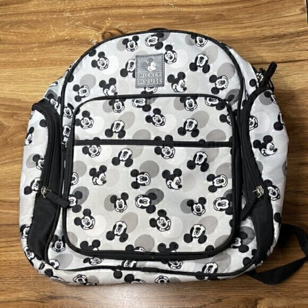 Disney Baby Backpack Diaper Bag Mickey Mouse Heads Insulated Pocket